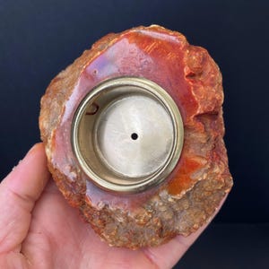 W0543 Vintage Alabaster Candle Holder / Unique Alabaster Candle Holder/Décor Candle Holder