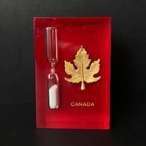 W0384 Vintage vackert timglas med vit sand/guldbladssandklocka / Kanadasandklocka / Heminredning