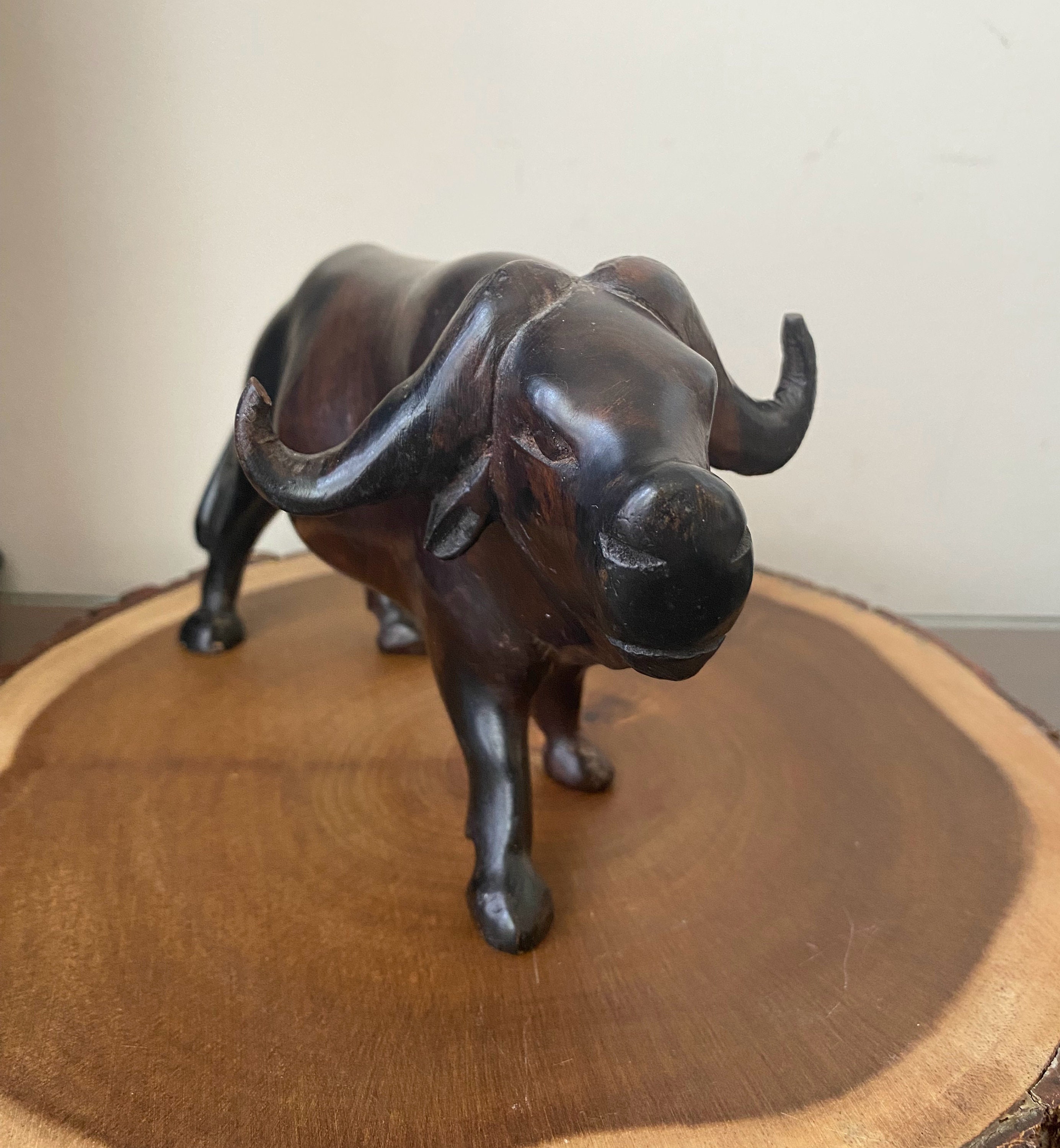 工芸品 woo W0021 Vintage/solid Wood/ Carving Ox/sculpture - Etsy
