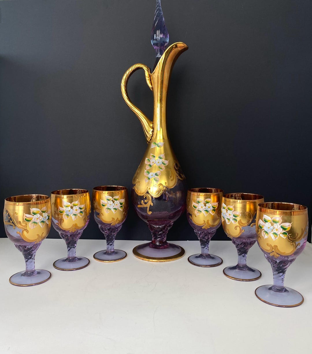 Murano Glass 赤金 デキャンタとグラスセット デキャンタとグラスセット 金色 赤色 ヴェネツィアンガラス - メルカリ