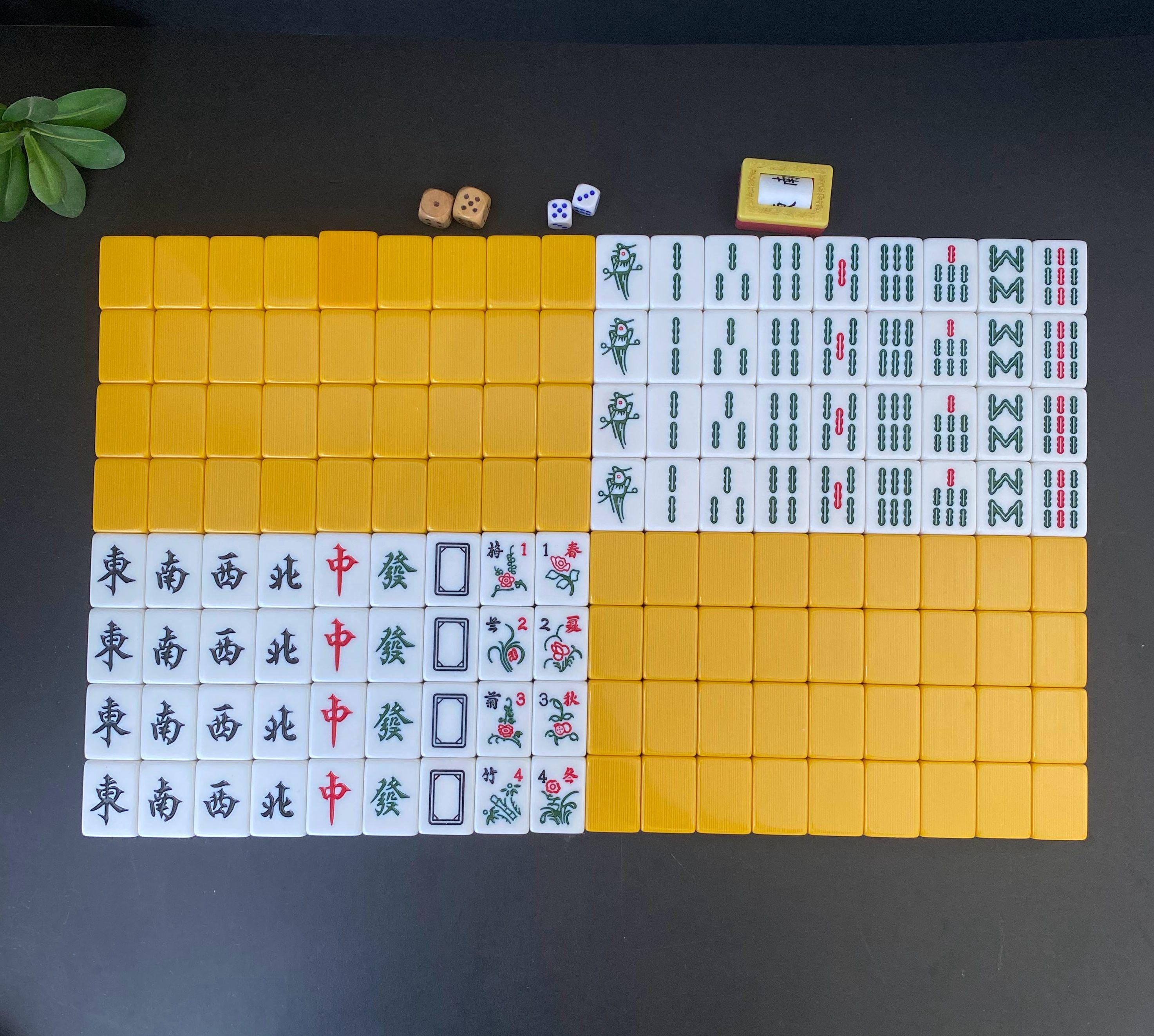 W0748 Vintage Yellow Mahjong/ Yellow White Mahjong/ Mahjong Game