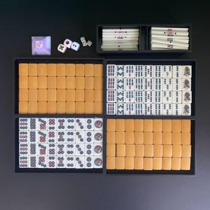N1320 Vintage Mahjong Set Bone Bamboo | 144 Tiles 24mm | Chinese Mahjong Tiles | Travel Set | Hong Kong 1970s | Complete Set image 2
