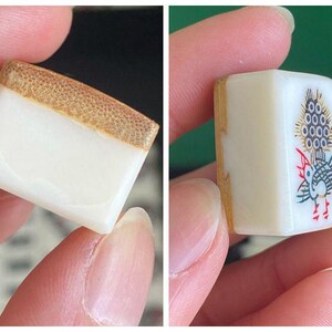 N1320 Vintage Mahjong Set Bone Bamboo | 144 Tiles 24mm | Chinese Mahjong Tiles | Travel Set | Hong Kong 1970s | Complete Set image 11