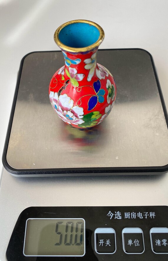 W0742 ヴィンテージ中国七宝焼エナメル花瓶/装飾七宝花瓶 - Etsy 日本