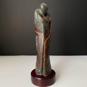 W0894 Antike Bronze Liebende Skulptur / Signiert COLPW / Figurative Kunst Statue / Paar Umarmung