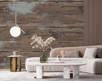 Rustic Reclaimed Wood Plank Mural Wallpaper Peel & Stick, Self Adhesive Wall Mural, Peel and Stick Decal, Texture Wall Covering X10646