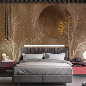 Mystic Forest Gold Leaf Mural Wallpaper, Peel & Stick Wallpaper, Prepasted Wallpaper Wall Covering, Self Adhesive Wall Mural X13868 image 7