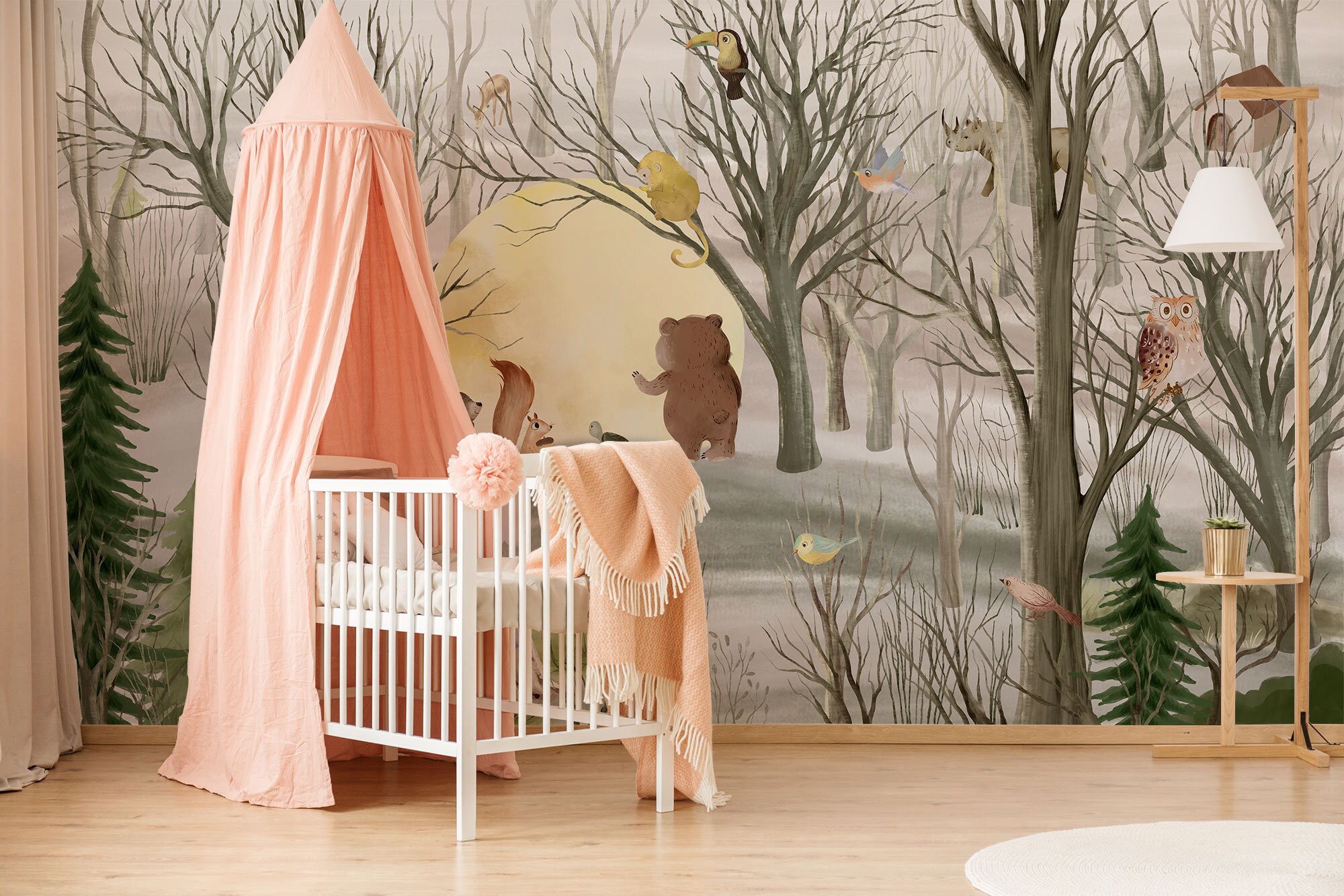 Forest Animal Park Mural Wallpaper Nursery Safari Peel and Stick Wall