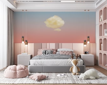 Soothing Gradient Clouds Mural Wallpaper, Self Adhesive Wall Mural, Peel and Stick,Removable Wallpaper, Bedroom Decor, Wall Covering X10902