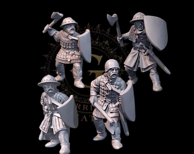 Medieval Scots Infantry Axe & Shield, 28mm 1/56