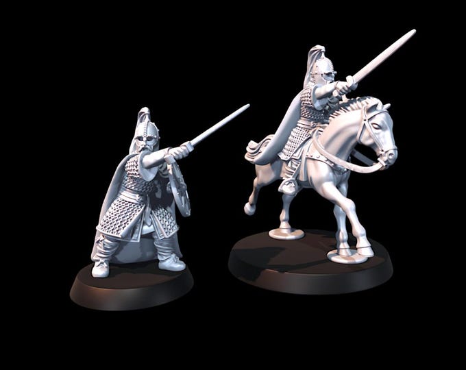 Huscarl Captain 2, Foot & Mounted, 28mm 1/56