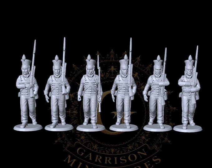 Napoleonic Black Brunswickers Line Infantry Marching, 28mm 1/56