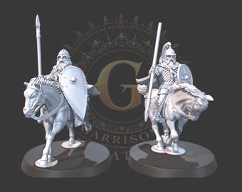 Mounted Fyrd Riders with Spears Set 2,  28mm 1/56