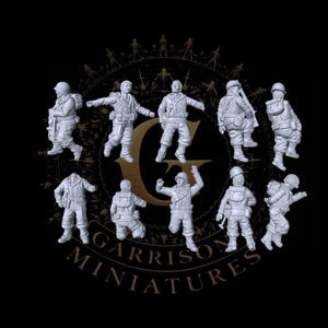 WW2 US Infantry Casualties X10 28mm ideal Bolt Action etc Unpainted Wargames Collector Figures by 3D Breed for Garrison Miniatures