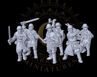 Medieval Men At Arms With Hand Weapons X6 28mm 1/56