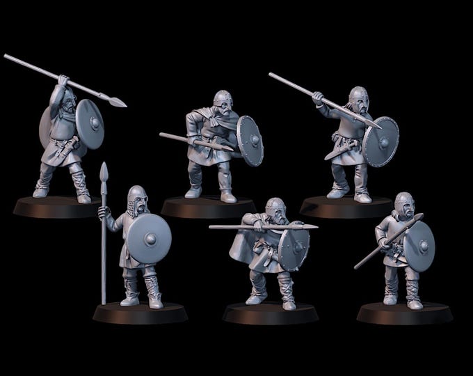 Saxon Warriors Spears & Shields X6 - 28mm