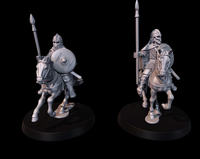 Mounted. Armoured Vendel Warriors Spears Set 2 28mm 1/56