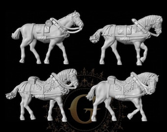 Napoleonic Draught Horse Team  28mm 1/56