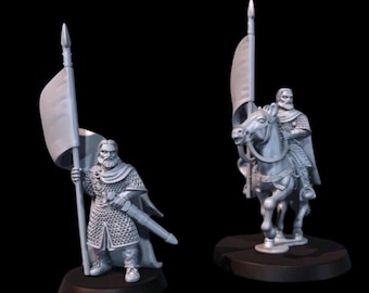 Huscarl Banner Bearer Foot & Mounted. 28mm 1/56
