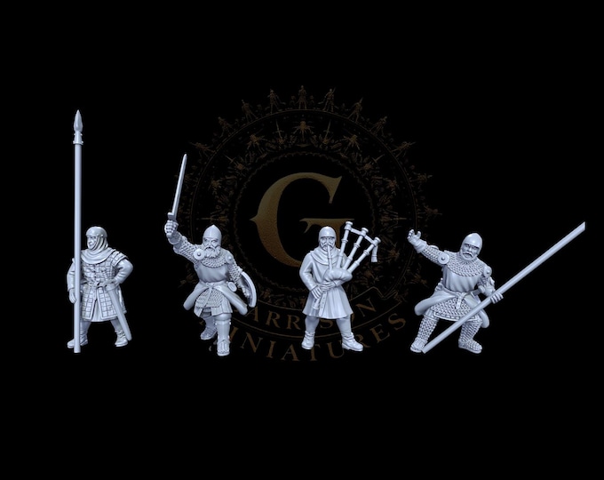 14thC Scots Pikemen Commd Medieval Bannockburn 28mm 1/56