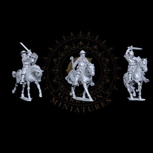 14th Century Mounted Men At Arms With Hand Weapons Set 1 28mm 1/56 Medieval Wargames Collectors Figures by Garrison Miniatures