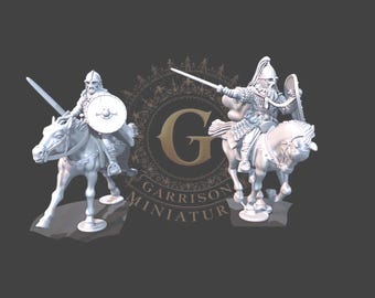 Mounted Fyrd Riders with Sword & Shield 28mm 1/56