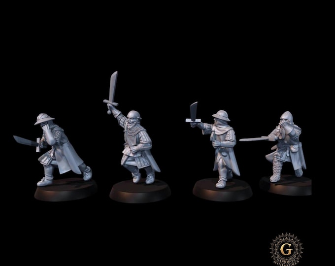 Early C14th Men at Arms with  Falchions 28mm 1/56