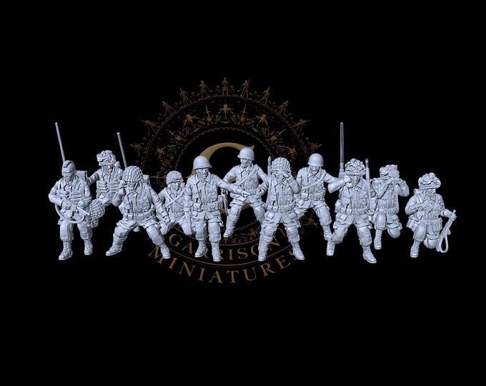 WW2 US Airborne HQ X11 Figures  28mm 1/56