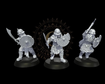 3 Orc Warriors with Sword and Shield -28mm 1/56