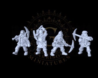 Dwarf Miners X4 28mm 1/56
