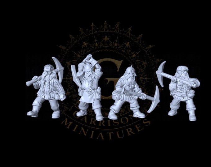 Dwarf Miners X4 28mm 1/56