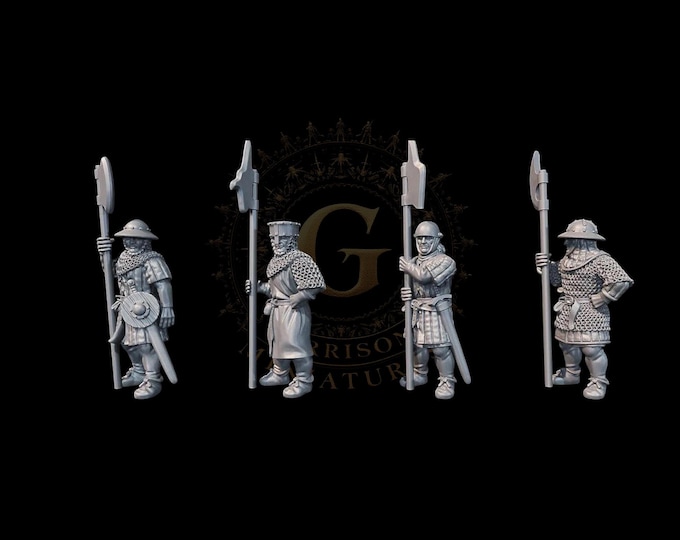 13th C Billmen At Rest 28mm 1/56