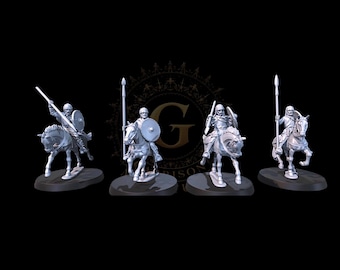 Mounted Carolingians Spear and Shield 28mm 1/56