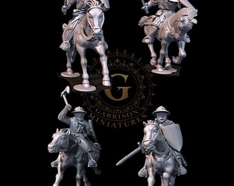 Mounted Medieval Sergeants, Hand Weapons  28mm 1/56