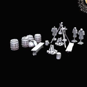 Medieval Camp Supplies Set A  28mm 1/56 Wargames and Collectors Figures by Reconquer Designs for Garrison Miniatures
