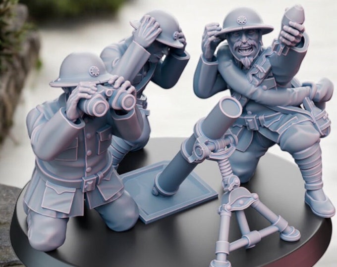 WW2 Chinese NRA Infantry Mortar Team 28mm 1/56 Wargames and Collectors Figures by Kyoushuneko for Garrison Miniatures