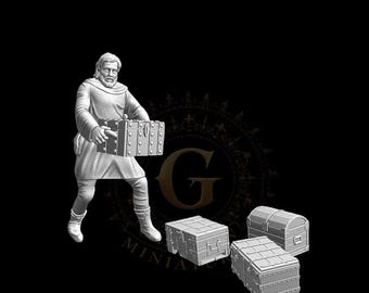 Medieval Treasure Chests and Guard -- 28mm 1/56