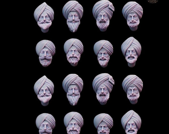 WWII Indian Sikh Heads X16 28mm 1/56