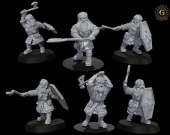Dwarf Warriors with Axes 28mm 1/56