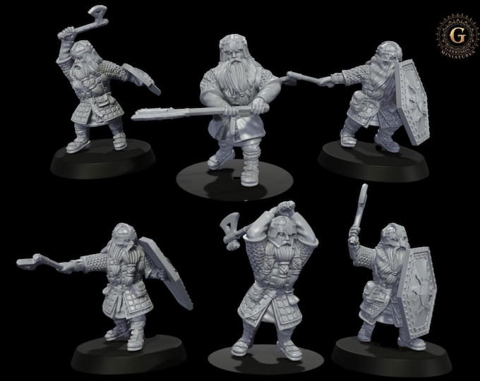 Dwarf Warriors with Axes 28mm 1/56