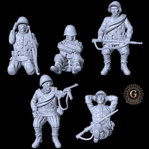 WW2 Red Army Tank Riders - ideal Bolt Action etc  - 5 Figures - 28mm 1/56 Wargames and Collectors Figures by Garrison Miniatures
