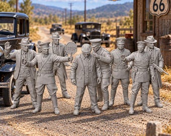 1920s US Cops & Detectives x HO Scale 1/87 Model Railroad Railway Figures