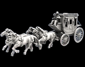 Stagecoach and Horses, 28mm/32mm