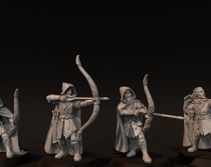 Elven Rangers Set 2 Ideal for LoTR, MESBG  28mm 1/56 Unpainted Wargames and Collectors Figures by Medbury Miniatures for Garrison Miniatures