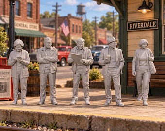 Elderly Folks X5 1:87 HO Scale Model Railroad Railway Resin Miniatures