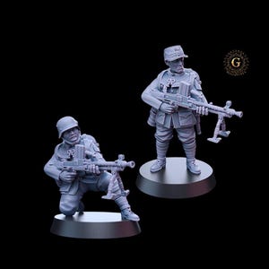 WW2 Chinese NRA 88th Division Infantry with LMGs -2 Figures 28mm 1/56 Wargames and Collectors Figures by Kyoushuneko for Garrison Miniatures