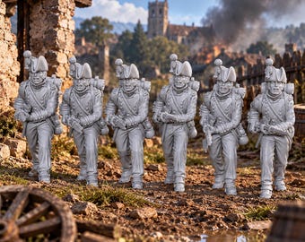 French Fusiliers Charging 1804 1807 Napoleonic 28mm Unpainted Resin Miniatures