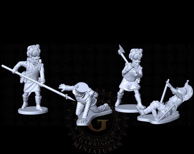 Napoleonic Scots In Battle Vignette, 4 Figure Set 28mm 1/56