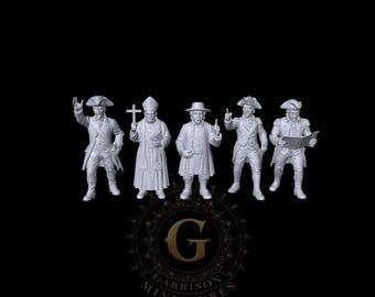Revolutionary War Command & Clergy x5 28mm