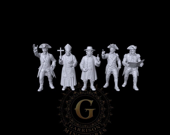 Revolutionary War Command & Clergy x5 28mm